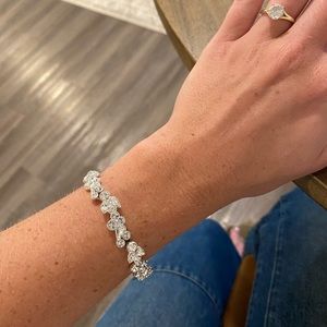 Givenchy Silver tone crystal cluster bracelet